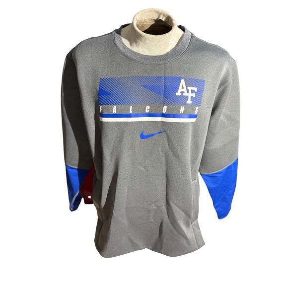 Nike Air Force Falcons Dri-Fit Crewneck Sweatshirt Gray Blue Men’s XL - Picture 1 of 5